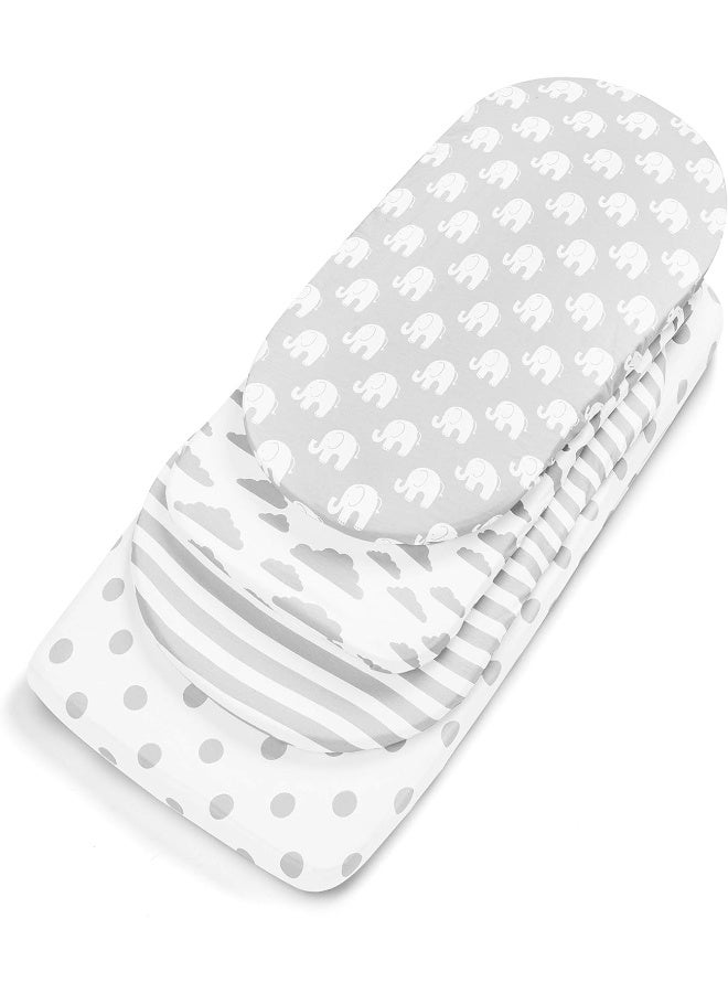 BaeBae Goods Bassinet Bed Sheets – Premium Bassinet Fitted Sheets 4 Pack – 100% Jersey Knit Cotton Cradle Sheets – Bassinet Bedding for Standard Size Oval or Halo Bassinet Pads – Bassinet Sheet for Boy & Girl - Image 3